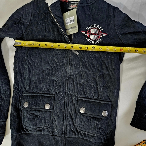 BARRETT JACKSON Black Quilted Full Zip Hoodie Sweatshirt Jacket Womens Small NWT - Picture 12 of 13
